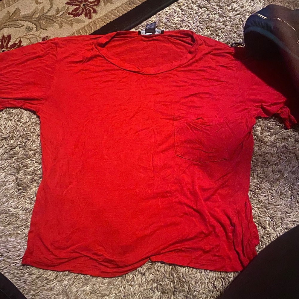 Red cropped shirt